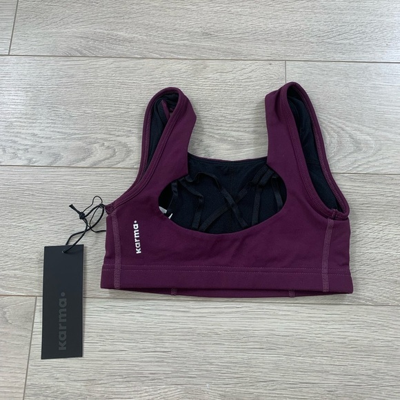 Karma Yoga Evelyn Fig Burgundy Sports Bra - Picture 3 of 7